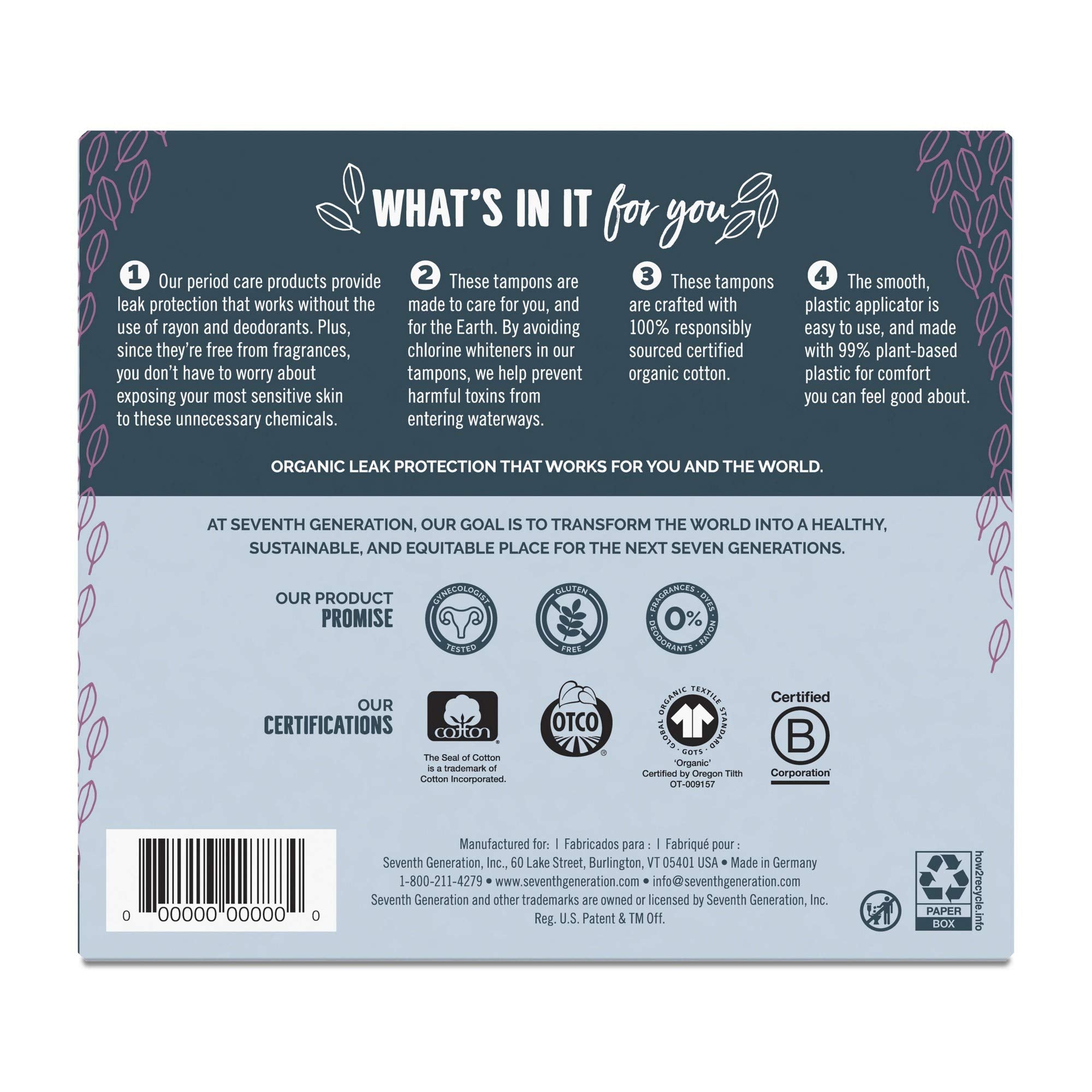 Seventh Generation comfort applicator detail showing smooth plant-based design