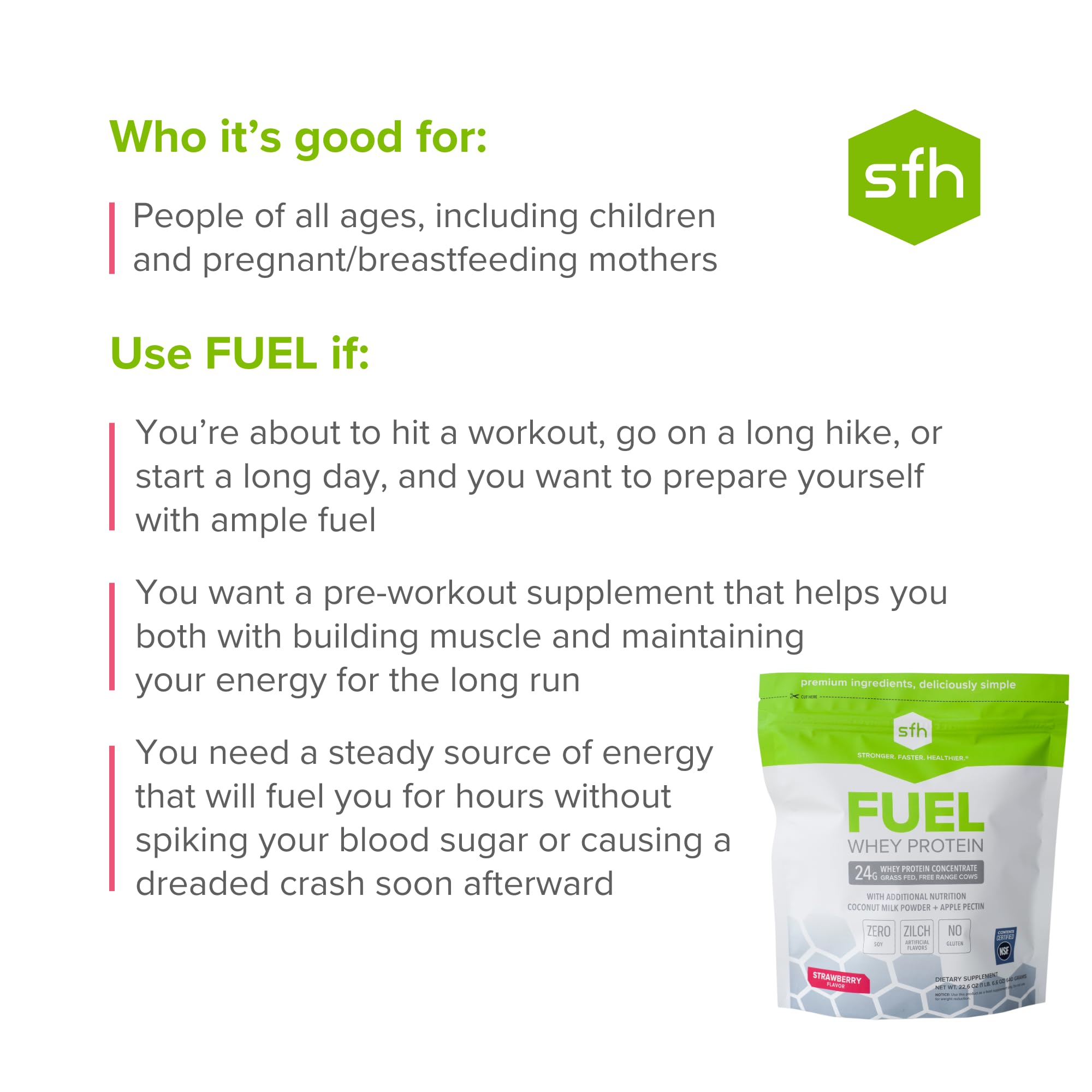 SFH Fuel glass with shake shows creamy strawberry flavor