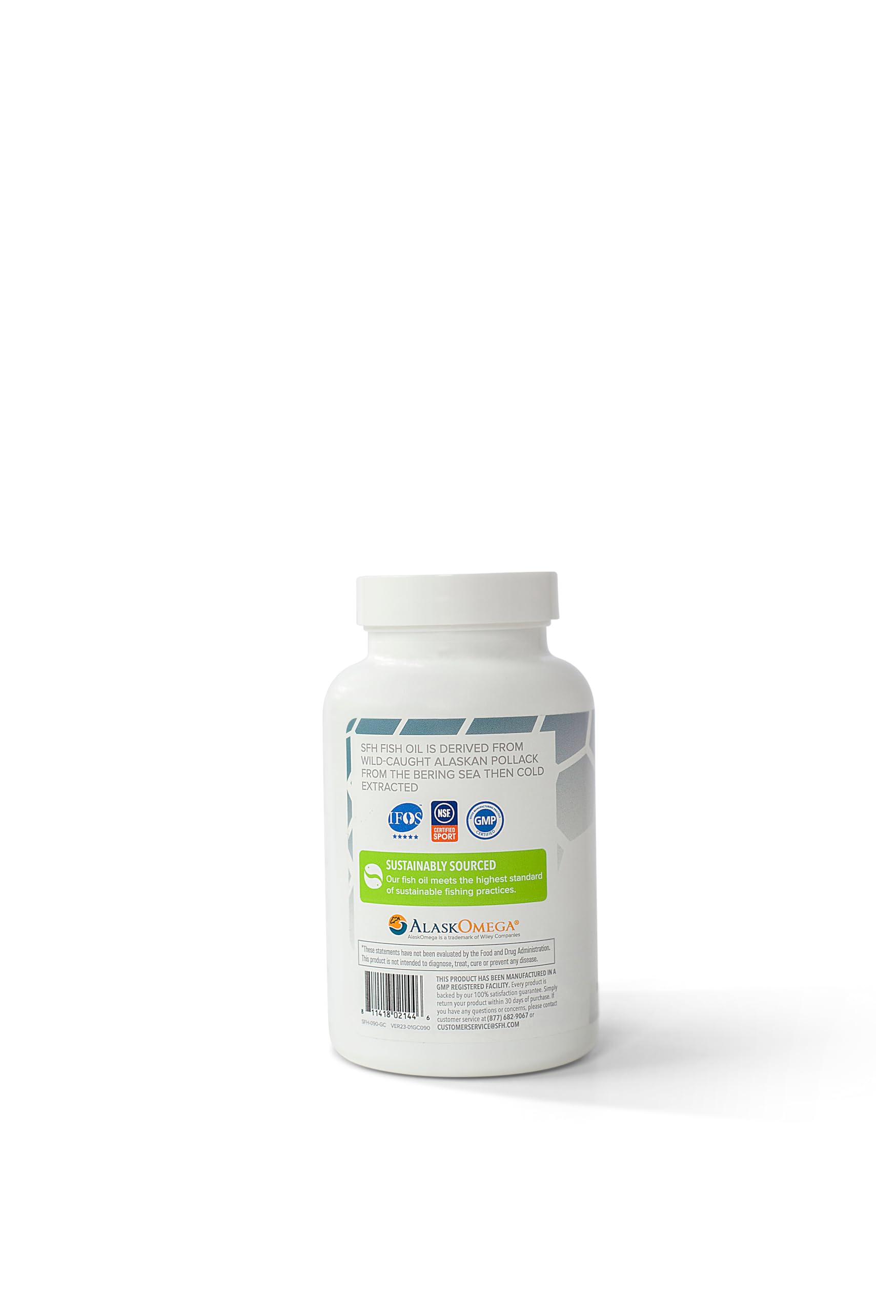 SFH Super Omega-3 pour-action with capsules for easy daily intake.