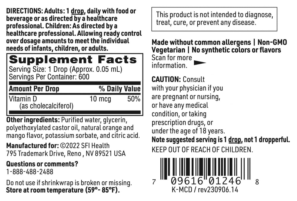 SFI Health D3 liquid suitable for infants, kids and adults
