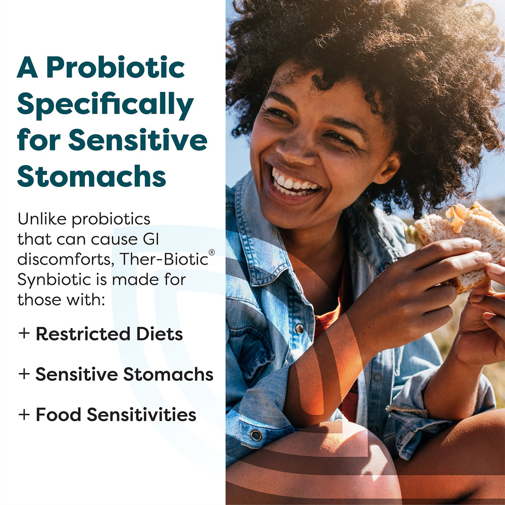 Digestive balance capsules visual emphasizing supportive gut health with probiotic strains.
