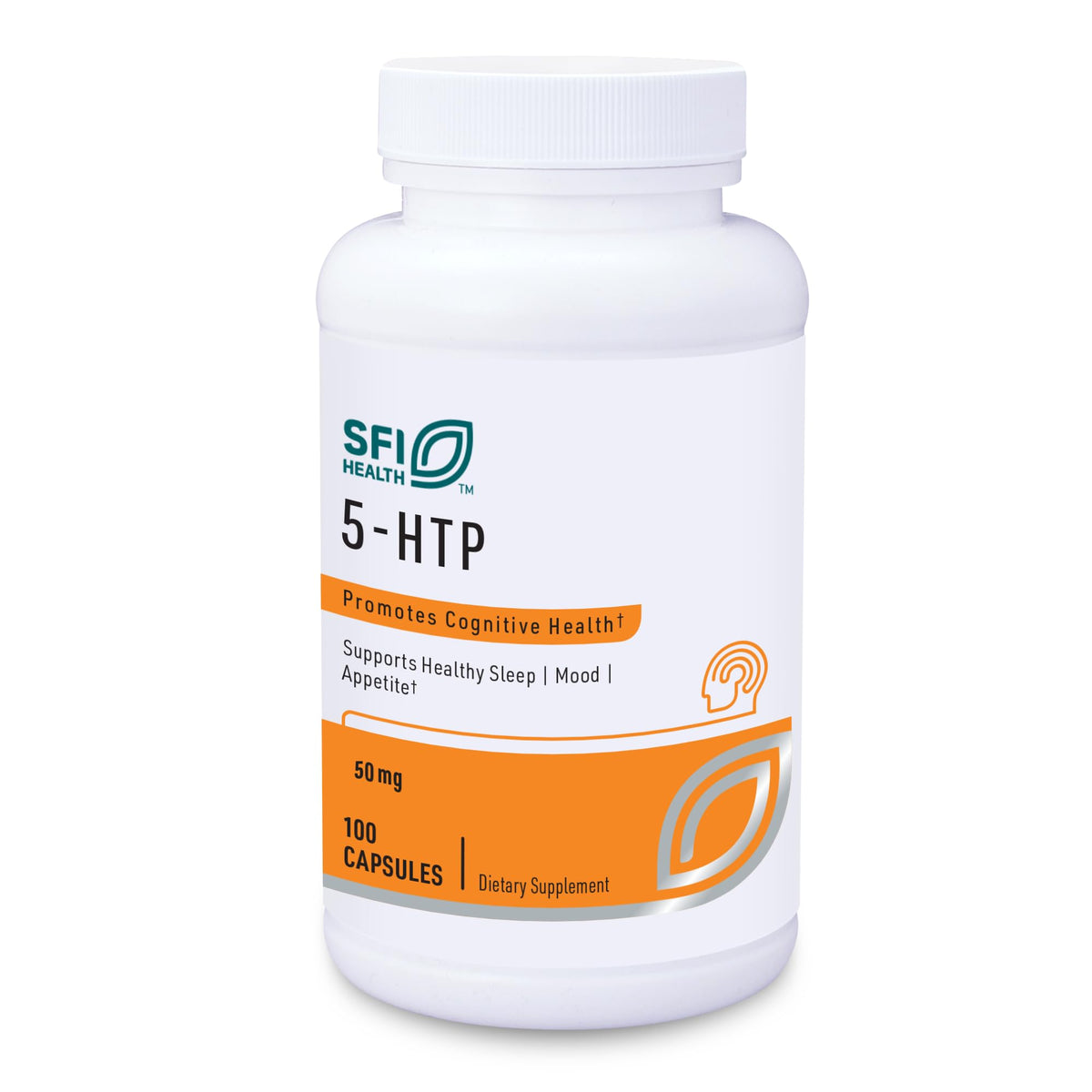 SFI Health Klaire Labs 5-HTP bottle front indicating mood support potential