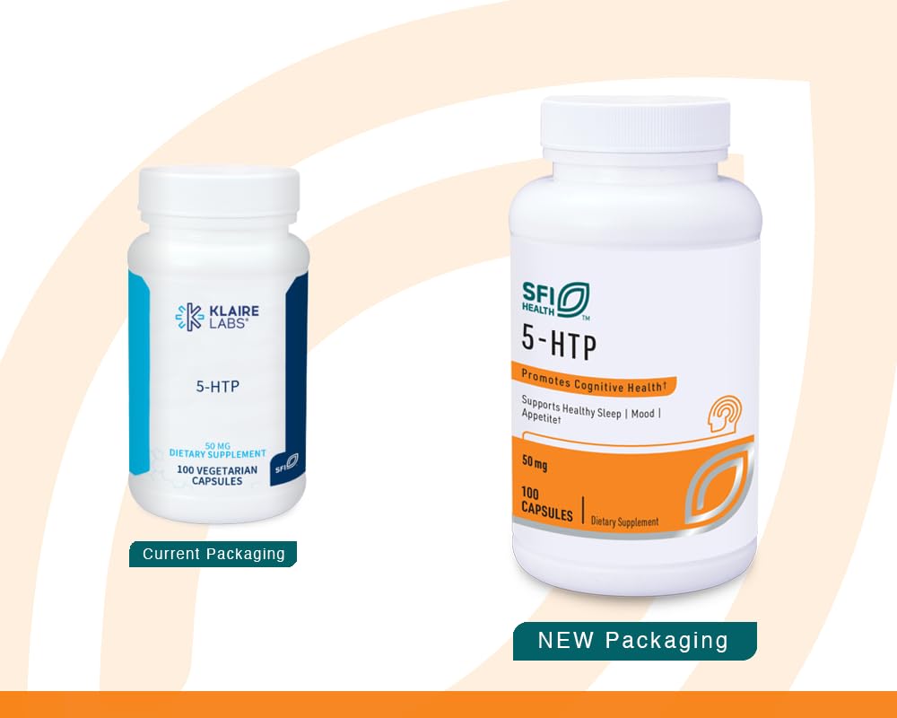 Klaire Labs 5-HTP bottle label emphasizes Griffonia-derived mood support