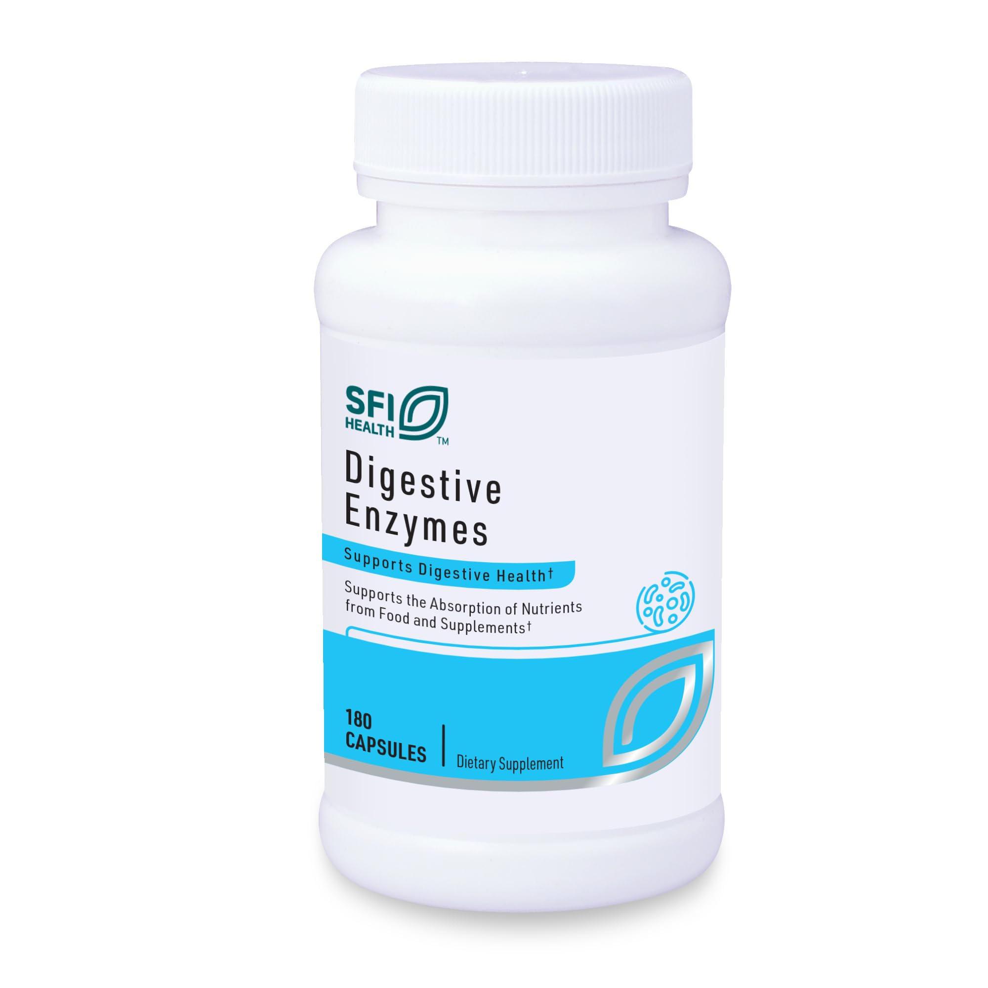 SFI Health Klaire Labs Digestive Enzymes bottle for daily digestion support.