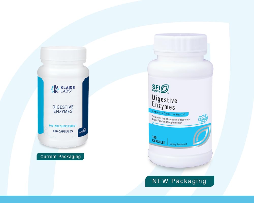 Klaire Labs digestive enzymes capsules closeup for easy daily use.
