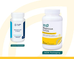 SFI Health Klaire Labs Magnesium Citrate label close-up, easy daily supplement for energy support.