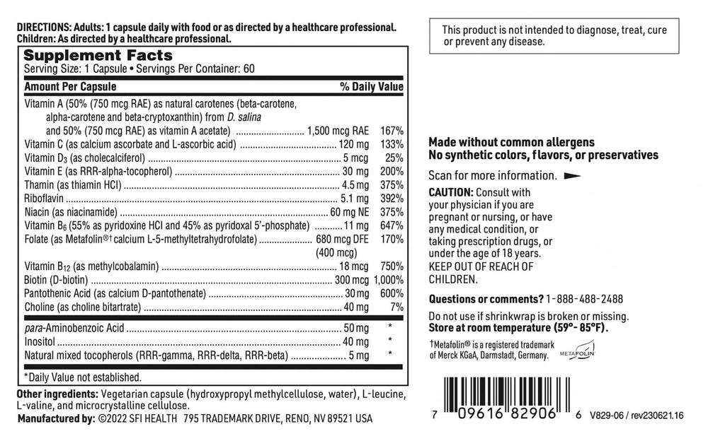 SFI Health Klaire Labs Multi-Vitamin Complex bottle and packaging emphasizing purity