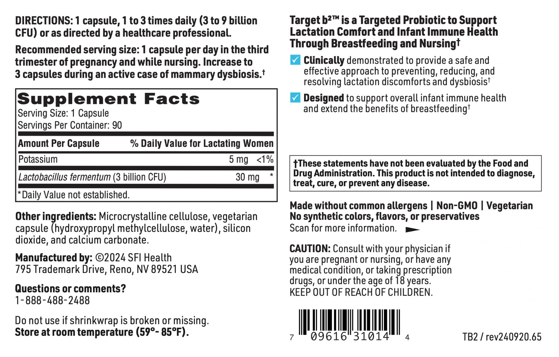 SFI Health Klaire Ther-Biotic Target B2 bottle on bathroom shelf