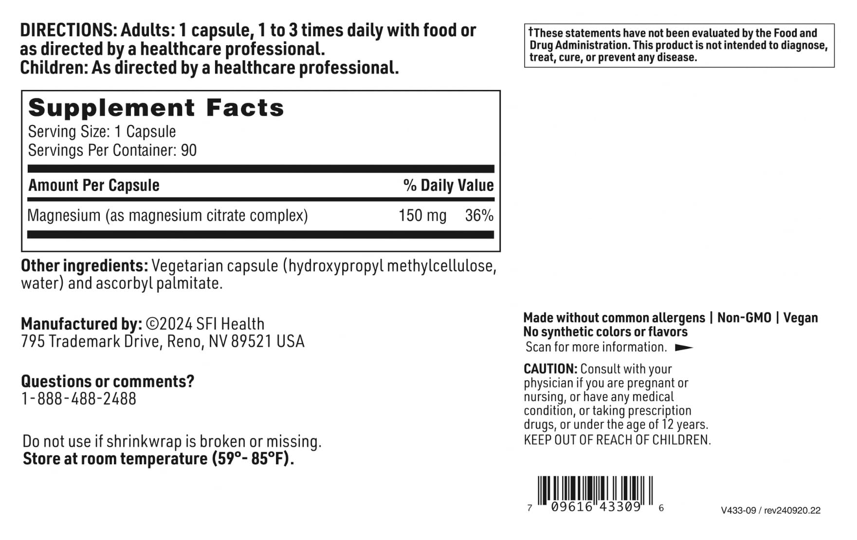 SFI Health Magnesium Citrate bottle on shelf, a reliable source of essential minerals for bones.