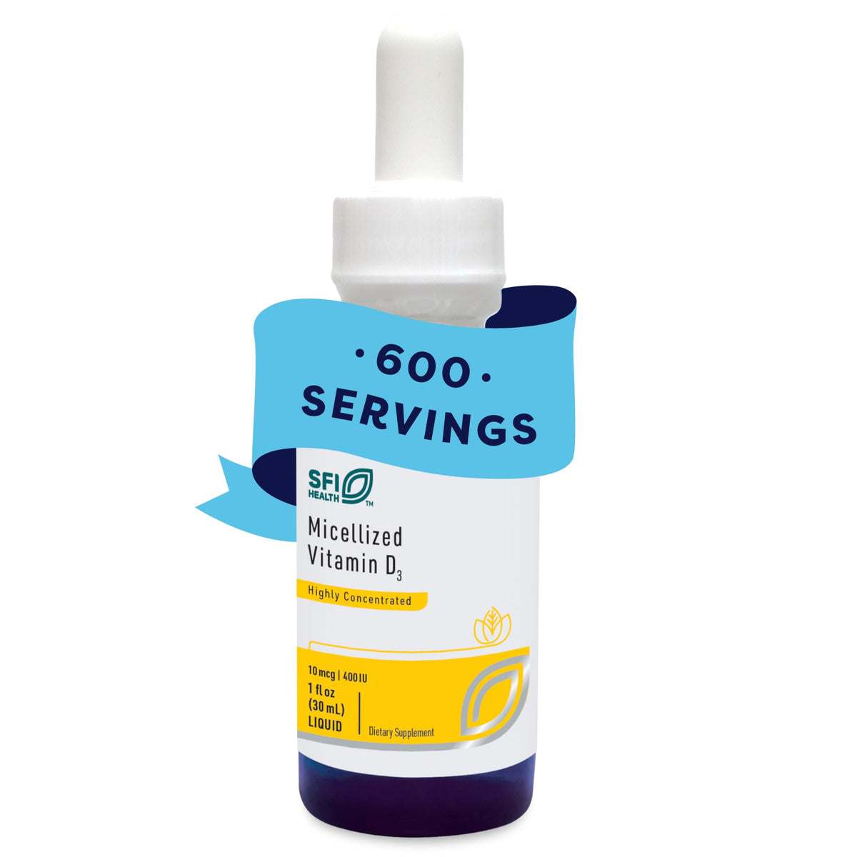 SFI Health micellized vitamin D3 liquid bottle for easy dosing