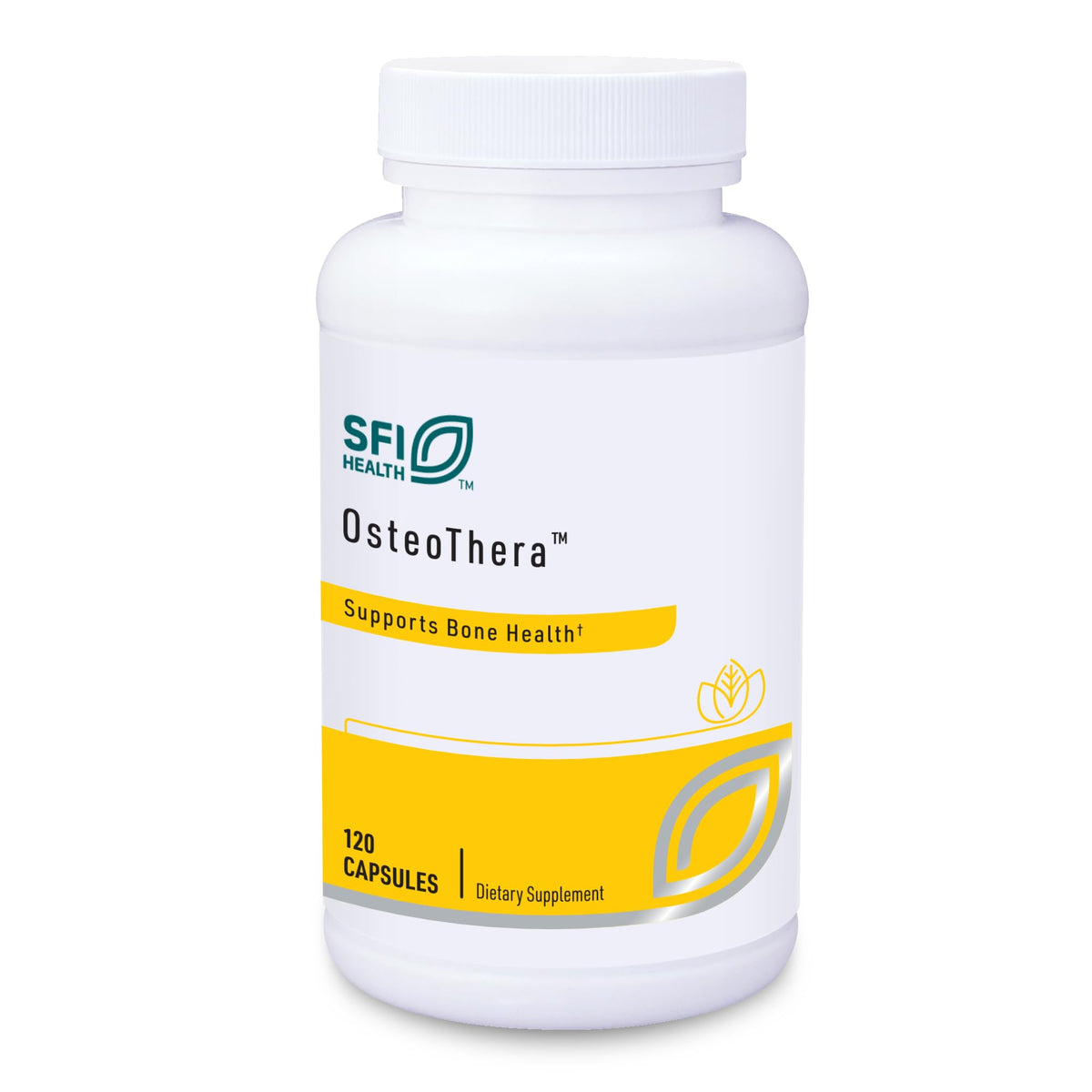 SFI Health OsteoThera bottle front showing hypoallergenic bone support formula