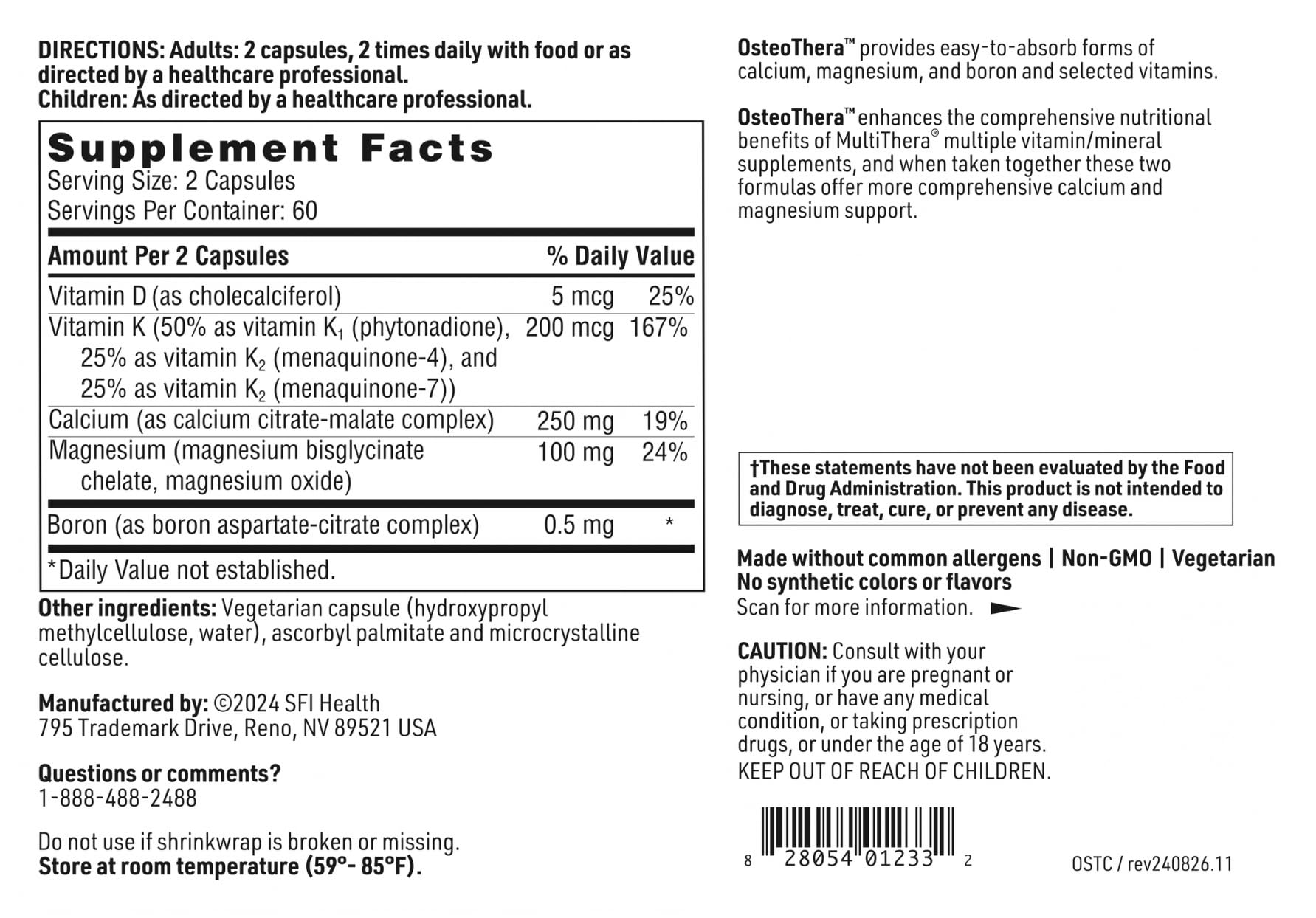 OsteoThera hypoallergenic icon indicating allergen-free formula