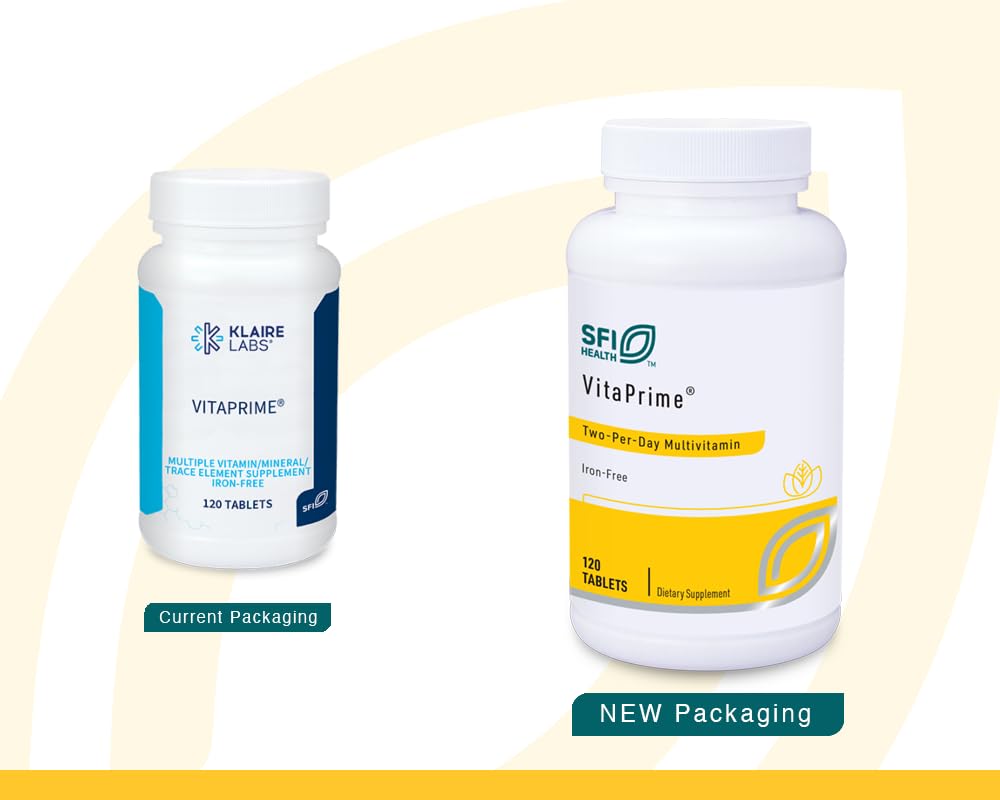 SFI Health VitaPrime bottle back detailing iron-free formula for sensitive iron intake