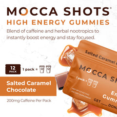 SGC Mocca Shots gummy close-up highlighting texture and salted caramel flavor for focus support.
