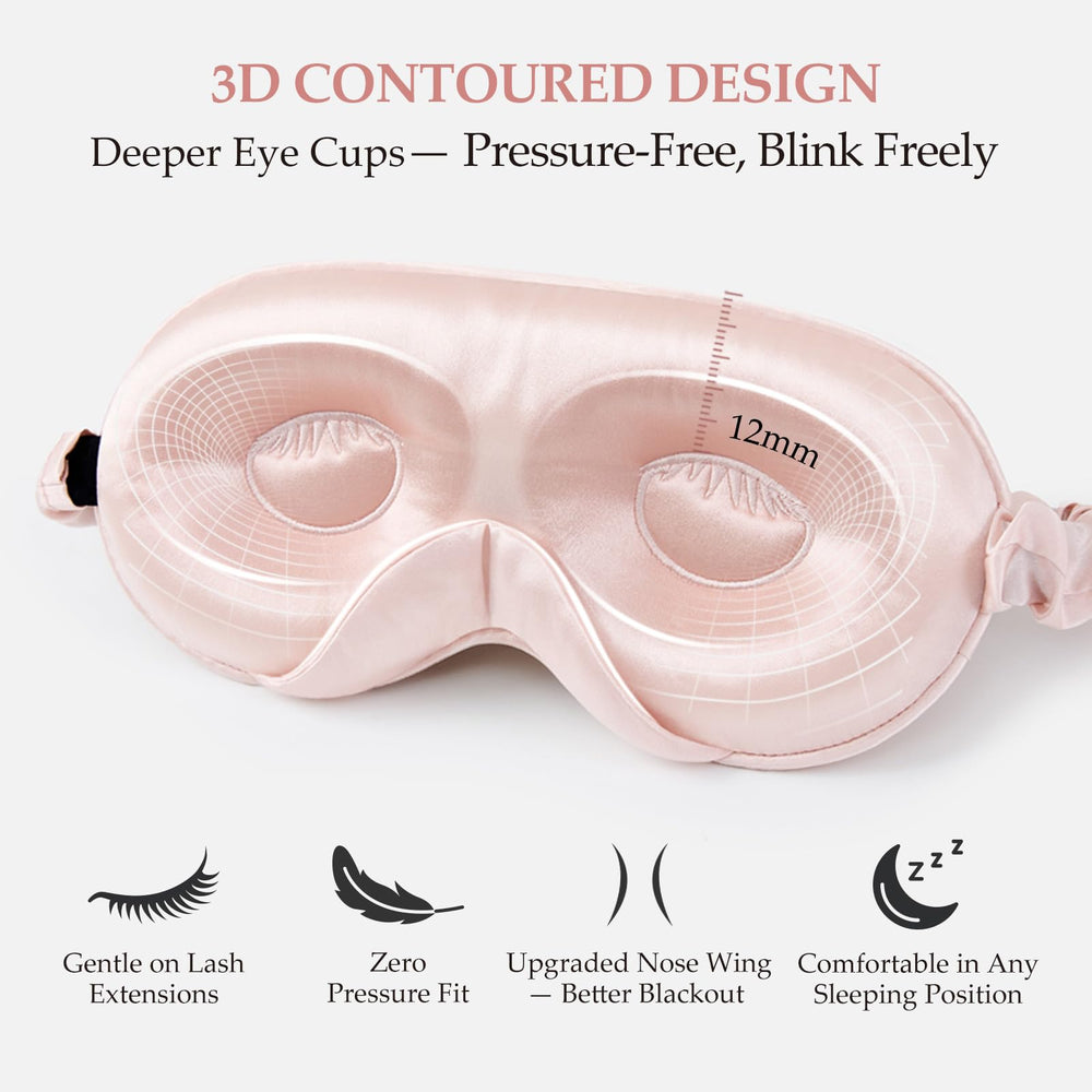 SGMSILK sleep mask nose-cutout design seals light around the nose