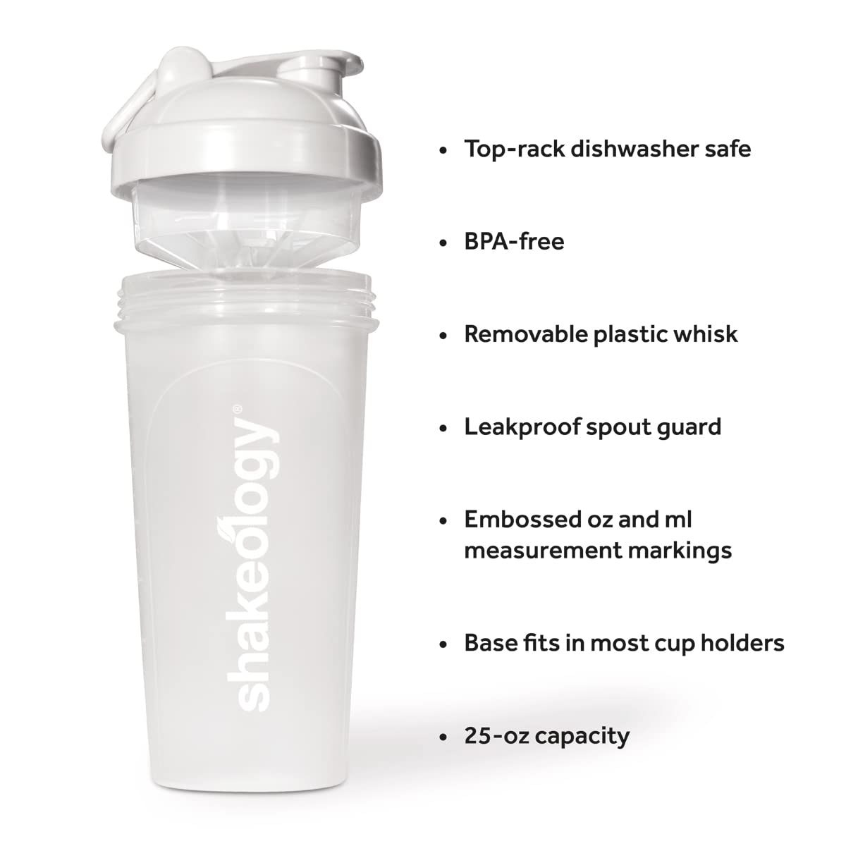 Shakeology BPA-free leak-proof shaker cap keeps drinks secure during workouts
