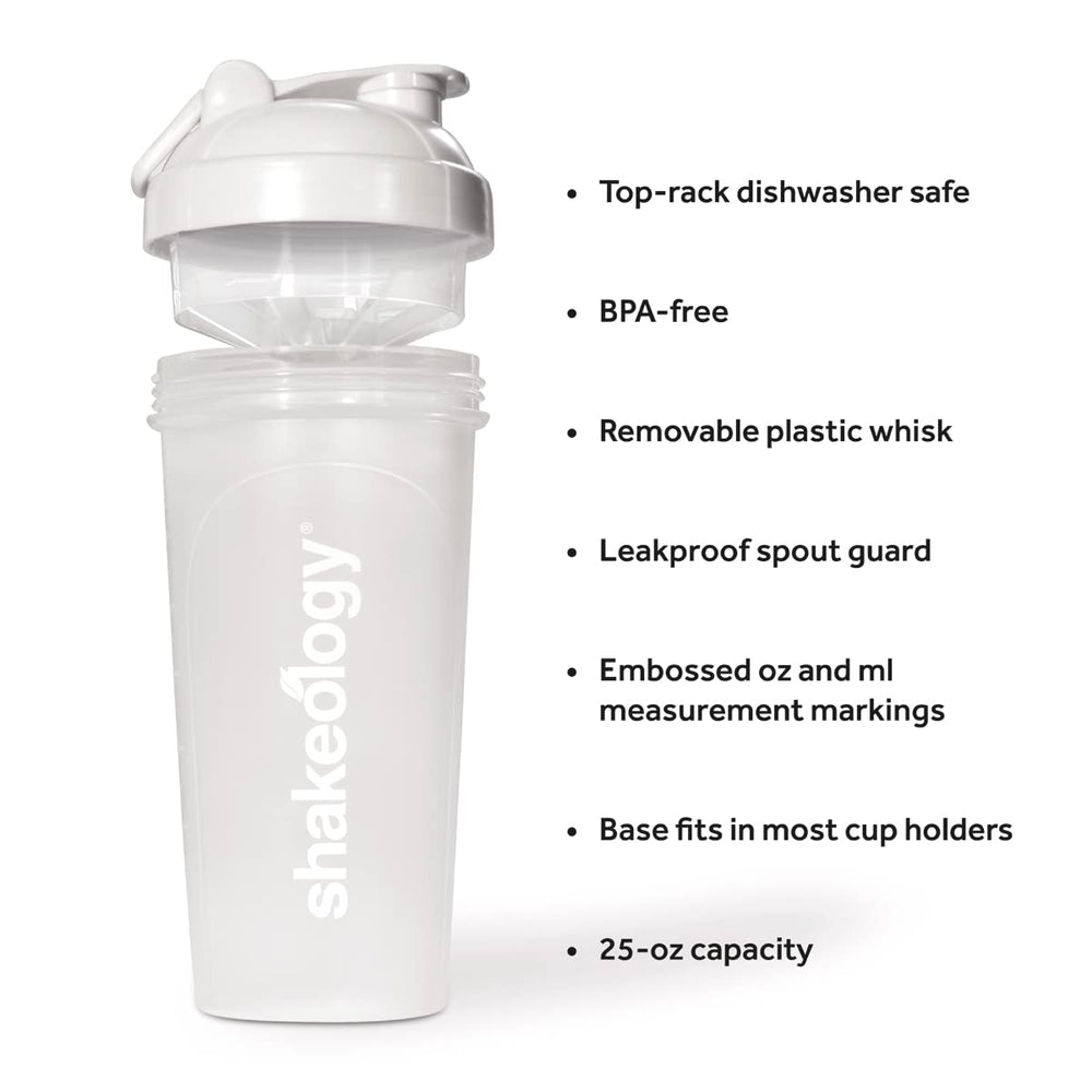 Shakeology BPA-free leak-proof shaker cap keeps drinks secure during workouts