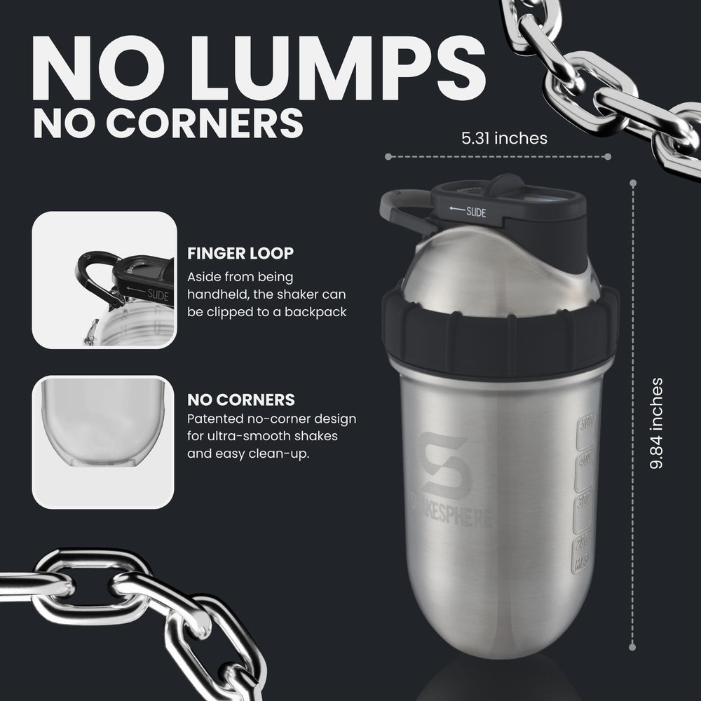 SHAKESPHERE BPA-free steel body stands up to gym and outdoor use