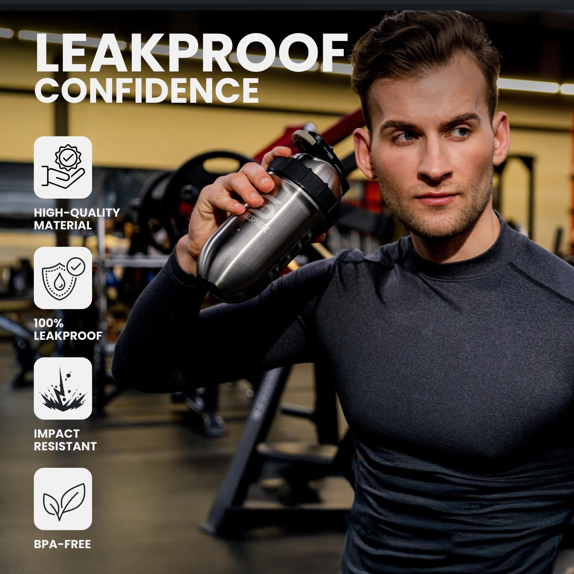 SHAKESPHERE patented capsule design delivers smooth shakes with no mixing ball