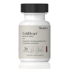 Shaklee CoQHeart bottle label highlights energy support for heart health.