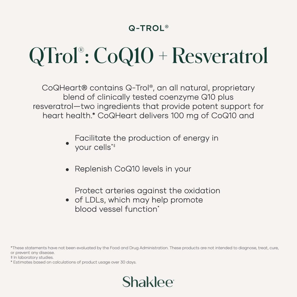 Shaklee CoQHeart softgels in hand illustrate portable energy support.