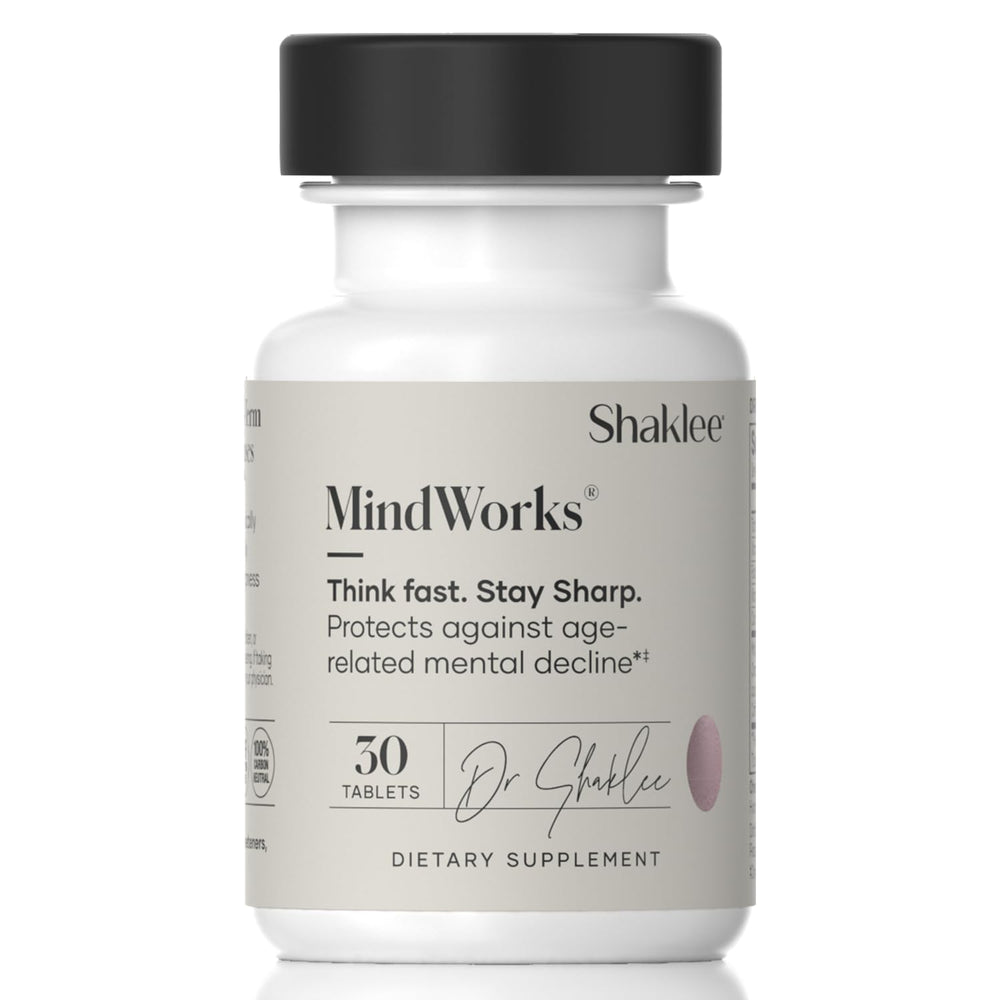 Shaklee MindWorks bottle front showing label for daily cognitive support