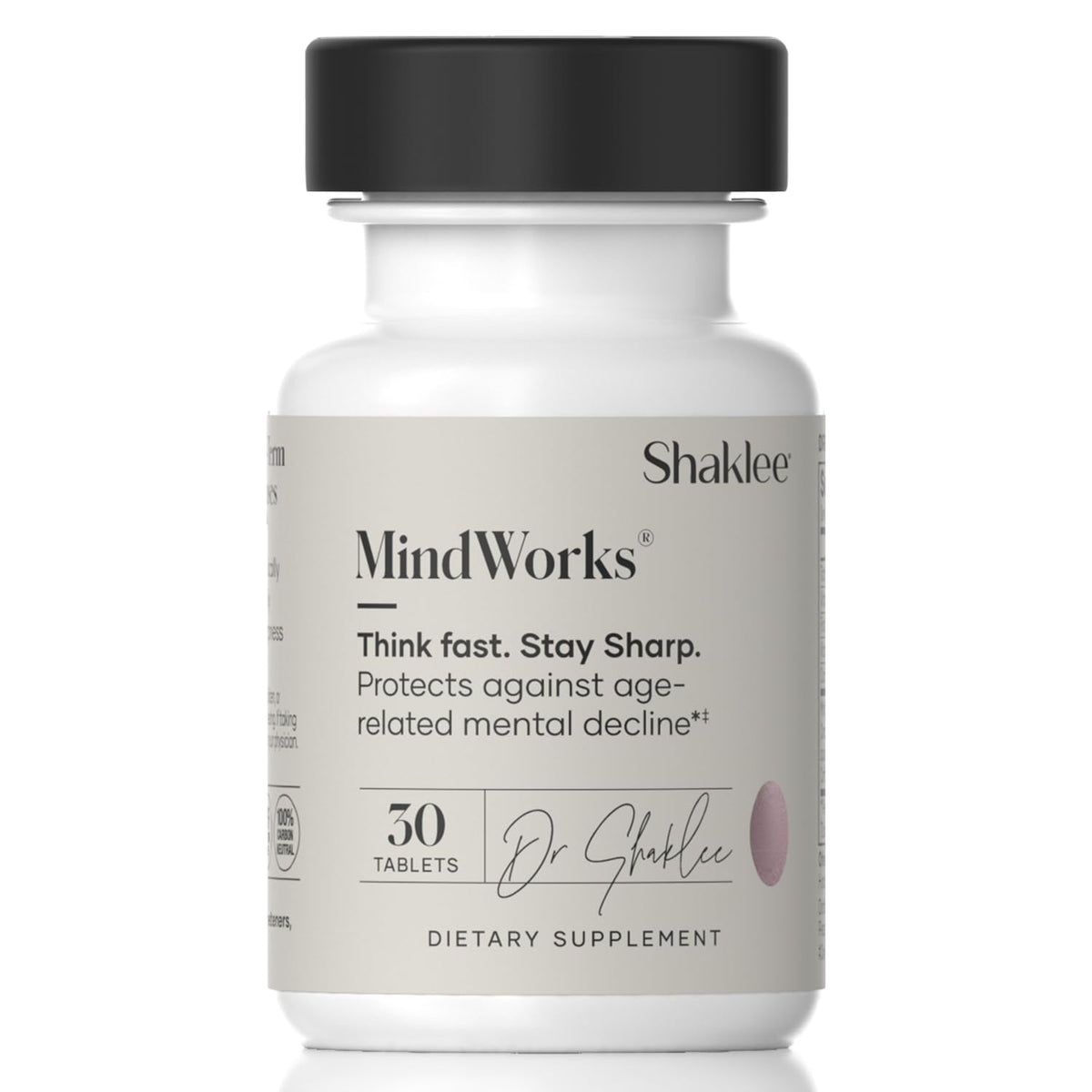 Shaklee MindWorks bottle front showing label for daily cognitive support