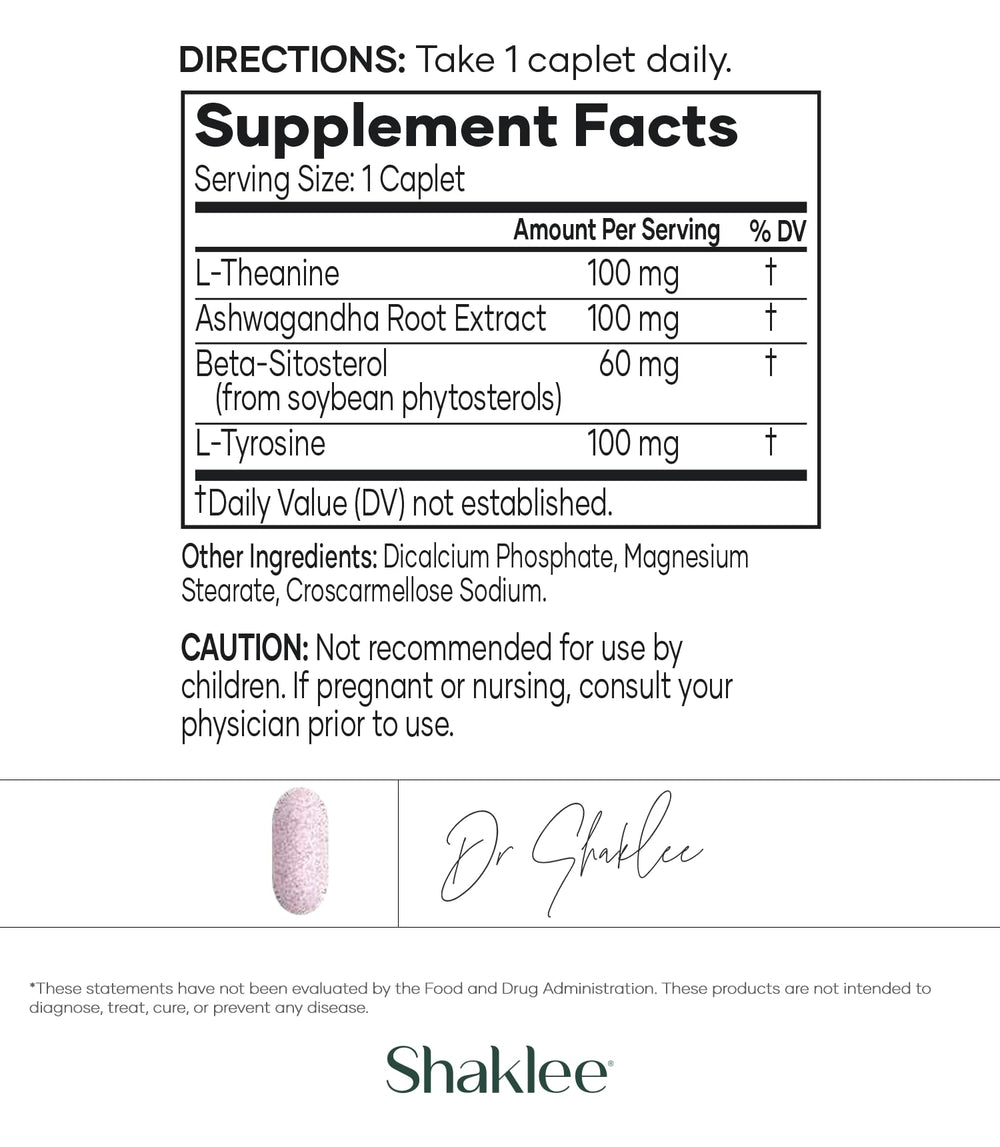 Shaklee Stress Relief Complex label details emphasizing natural ingredients for resilience