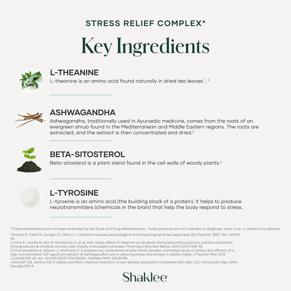 Shaklee Stress Relief Complex packaging showcasing eco-friendly packaging and sourcing