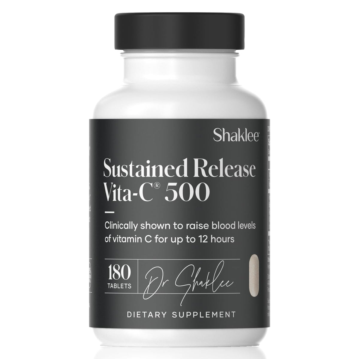 Shaklee Vita-C 500mg bottle and capsules for steady, sustained vitamin C delivery