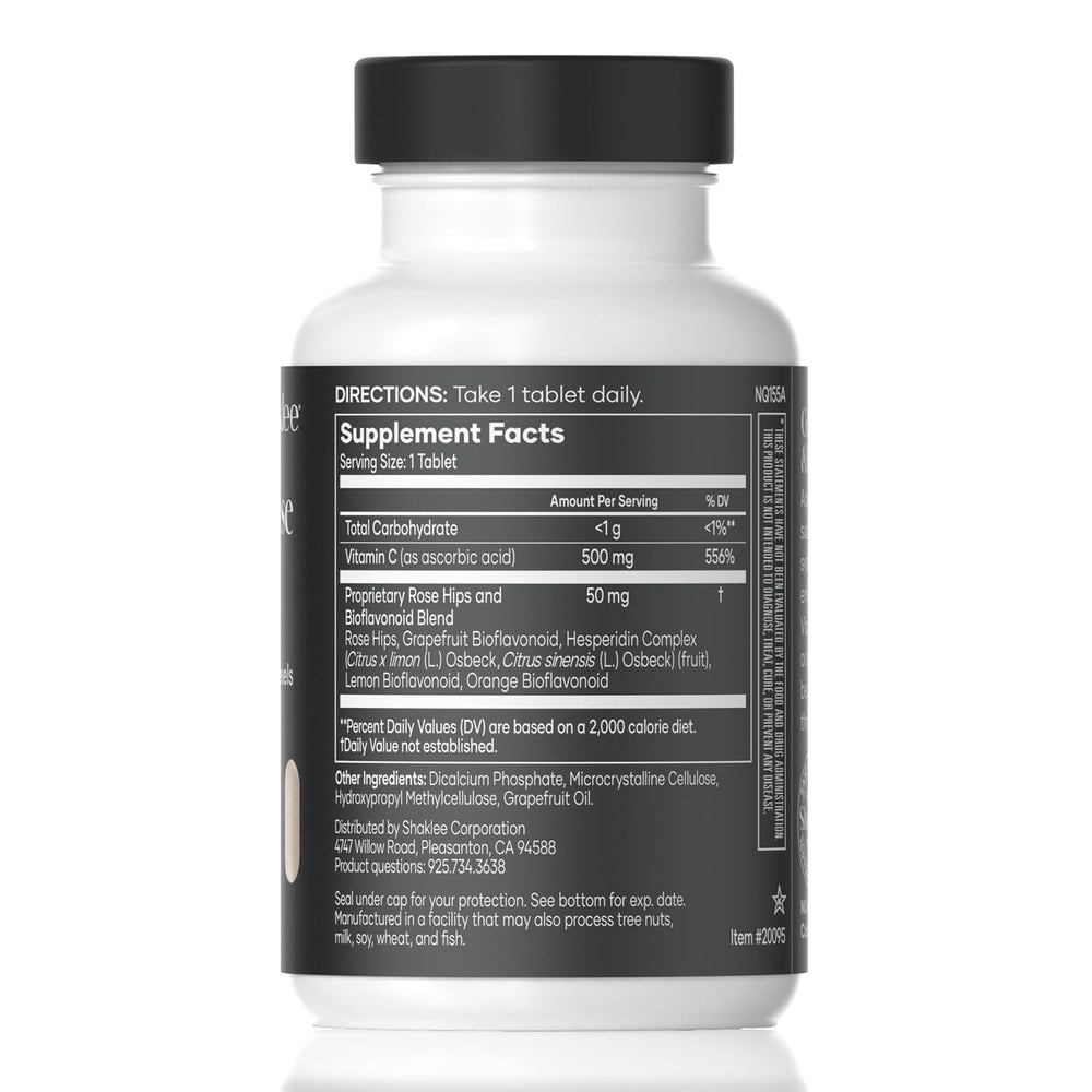 Close-up of Shaklee Vita-C capsules highlighting 500 mg potency