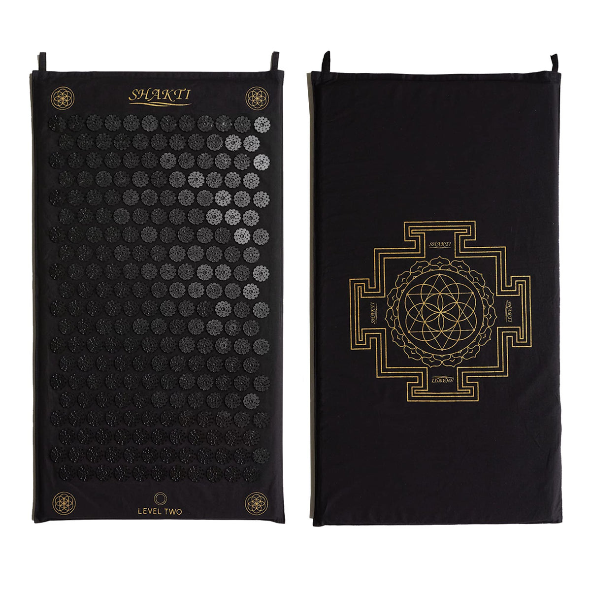 ShaktiMat Classic acupressure mat at Level 2 intensity to relieve daily tension and stress.