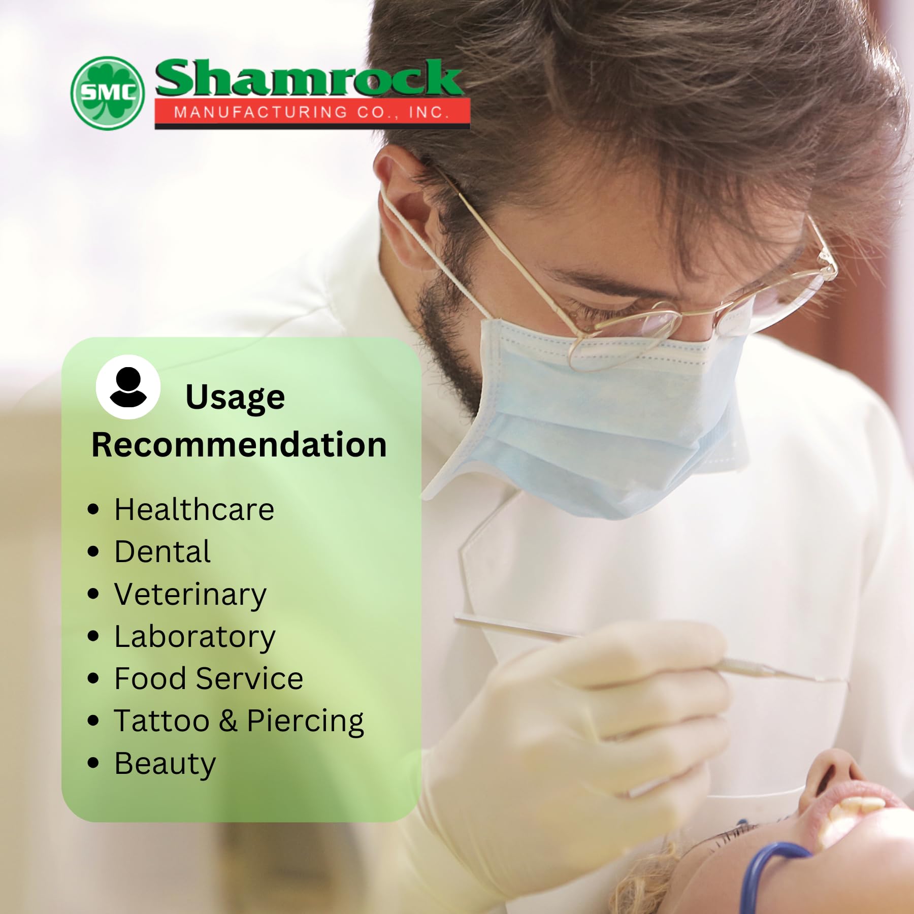 Shamrock latex exam gloves disposable for home, clinic, and kitchen tasks.