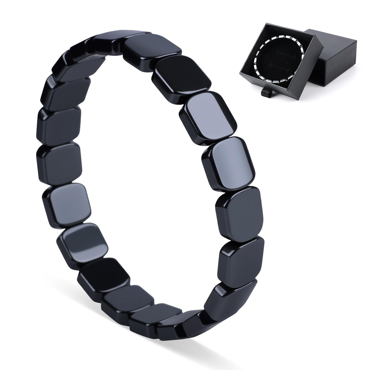 SHANGFEI Hematite bracelet for men with square beads offers versatile daily wear.