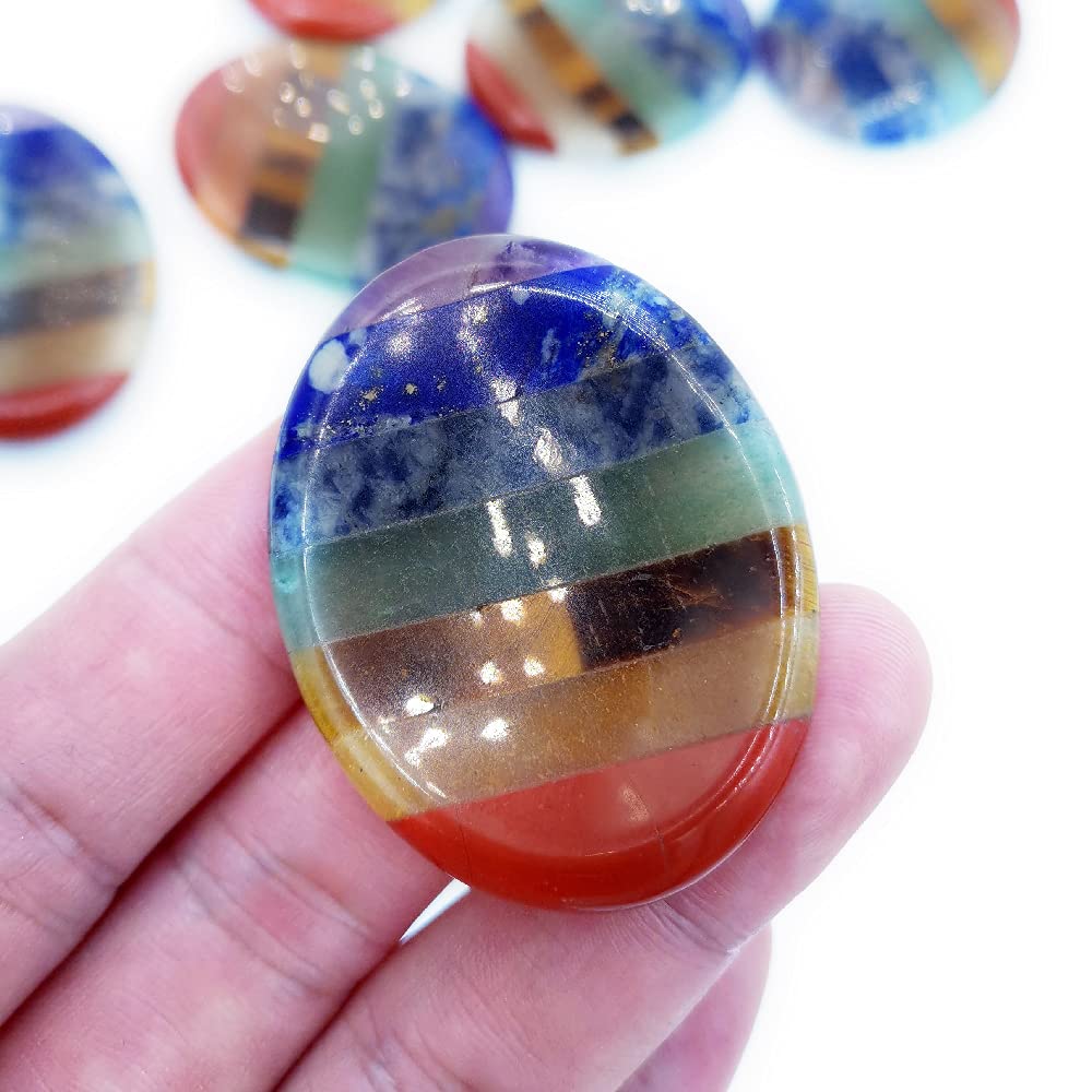 SHARKOOO oval chakra worry stone ideal for quick hand meditation and stress relief.