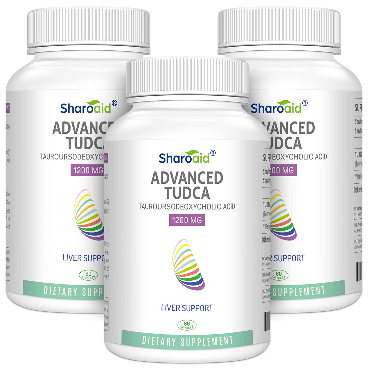 Sharoaid Tudca bottle front displays high-strength liver support formula