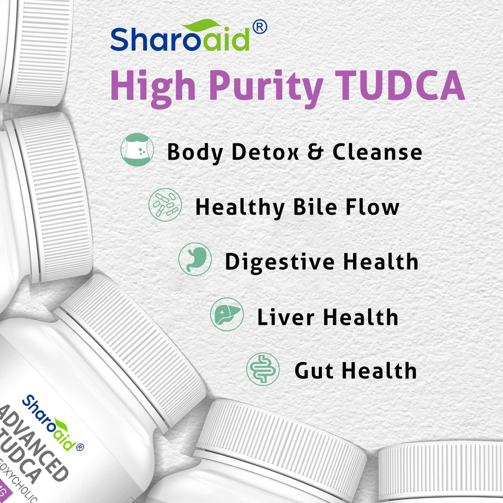 Sharoaid Tudca vegan capsules ready for daily liver support routine