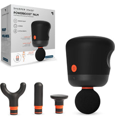 Sharper Image Mini Massage Gun with palm massage for post-workout relief and muscle relaxation.