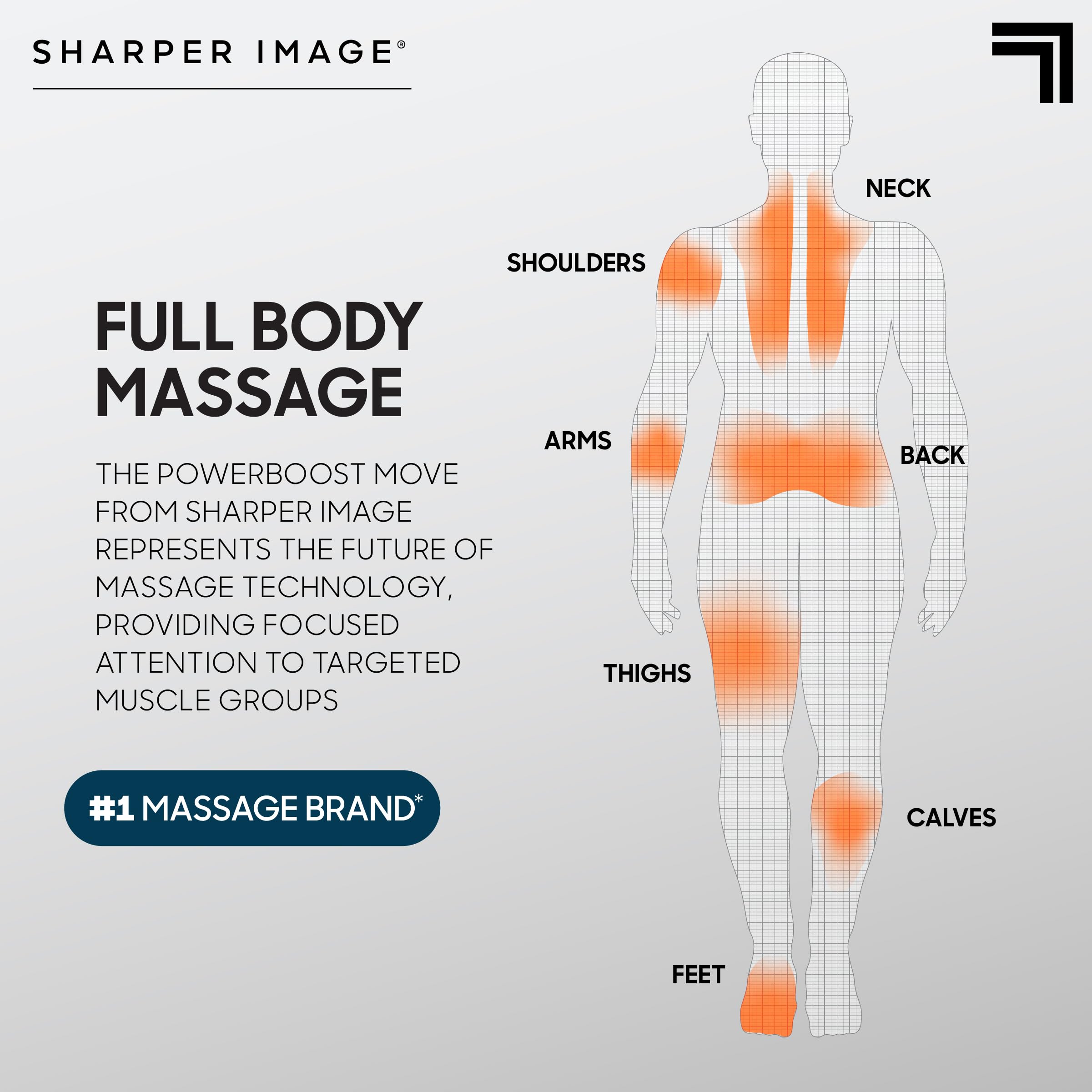 Sharper Image Powerboost Move four-speed control for tailored pressure.