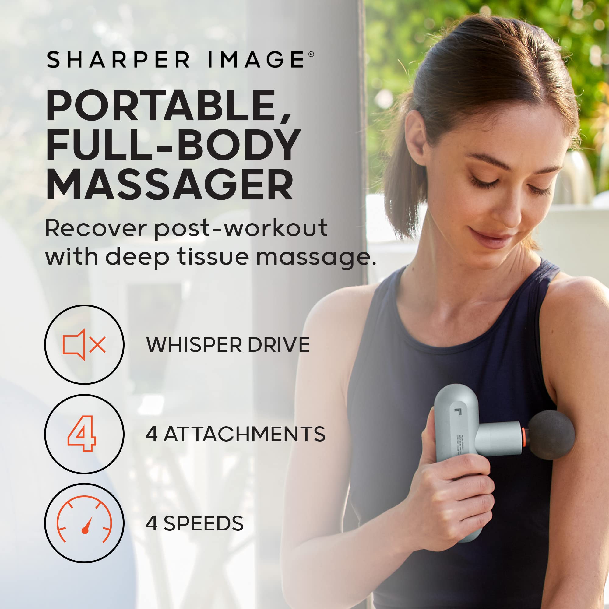 Sharper Image Powerboost Move attachments enable versatile, targeted massage.