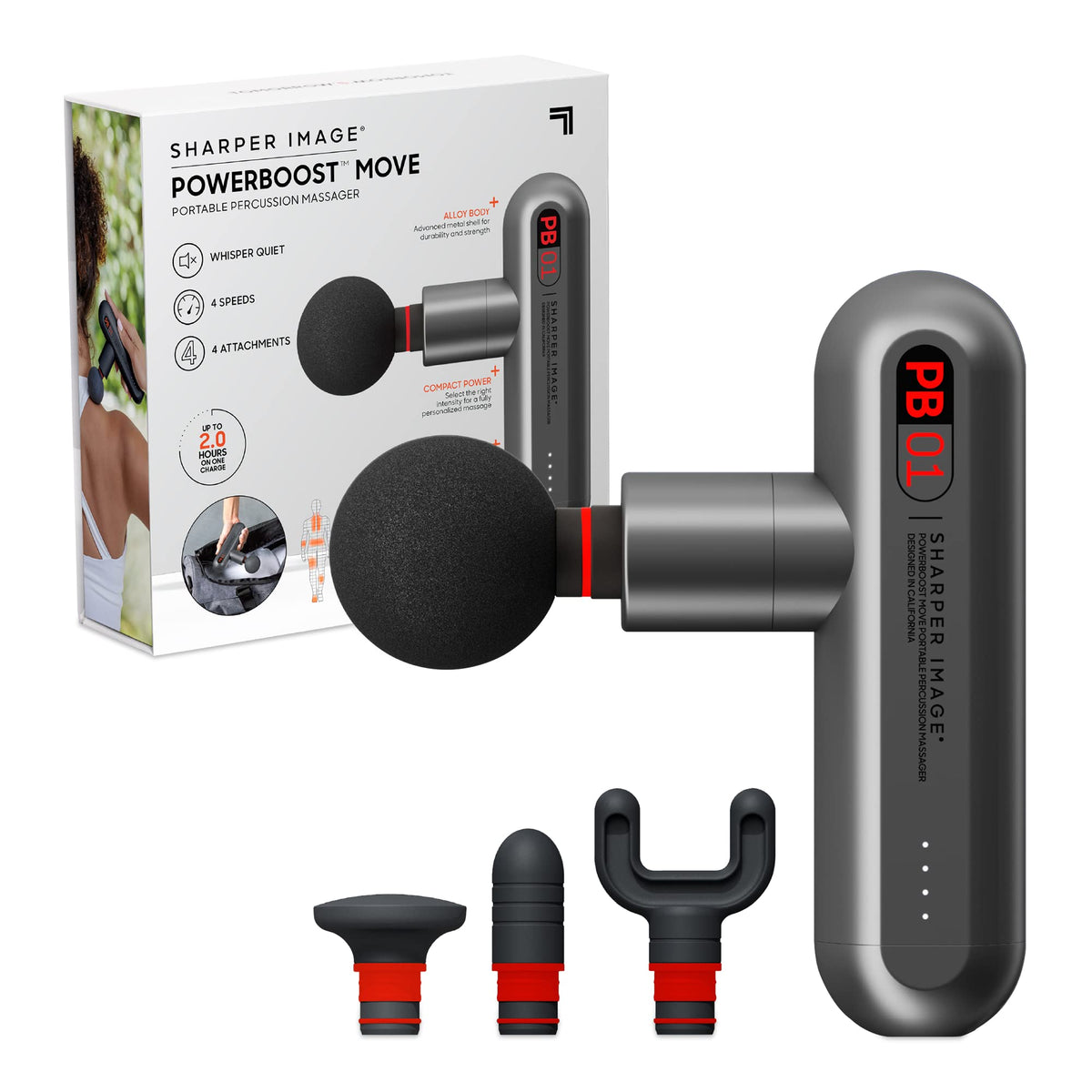 Sharper Image Powerboost Move attachments for personalized relief.