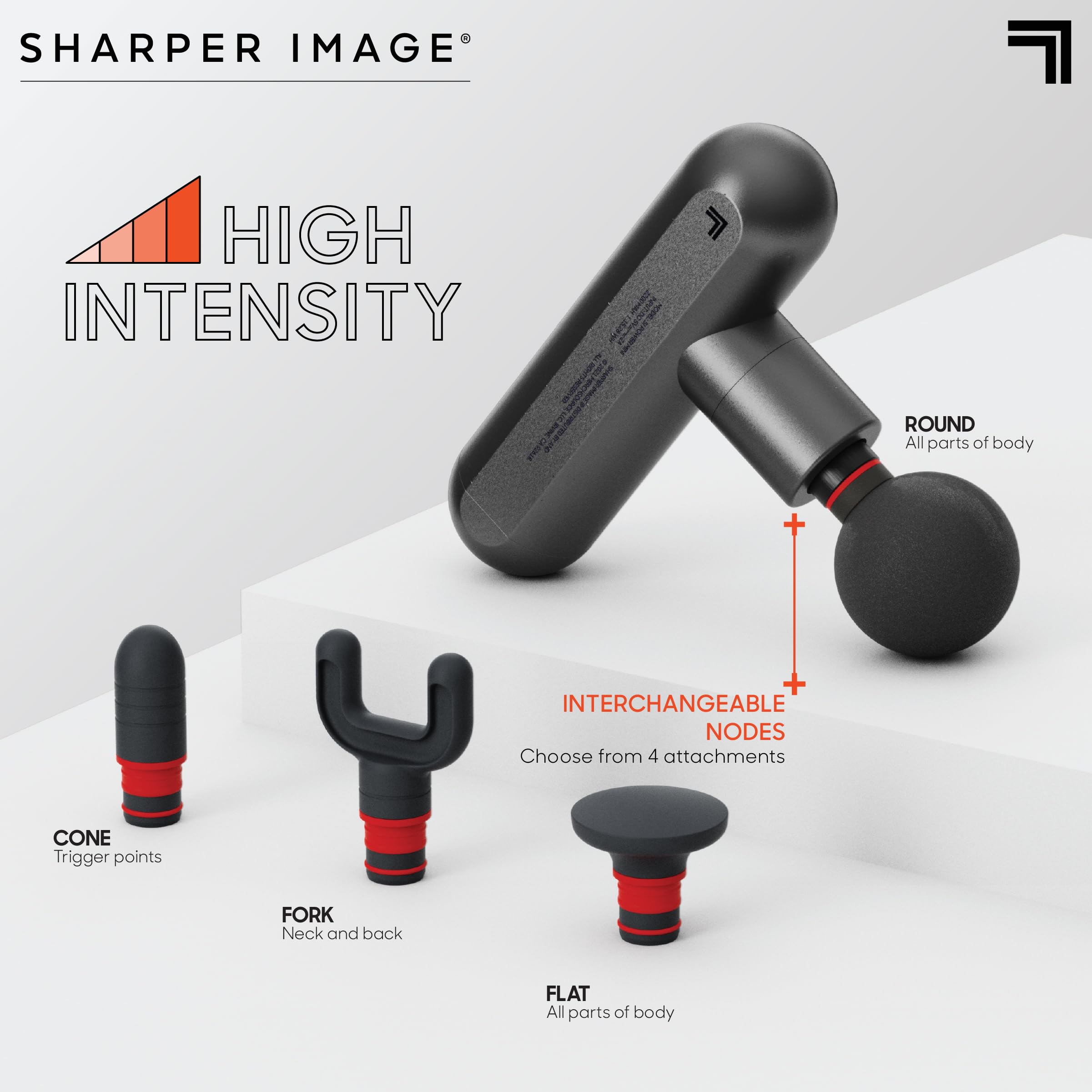 Sharper Image Powerboost Move cone attachment for deep tissue action.