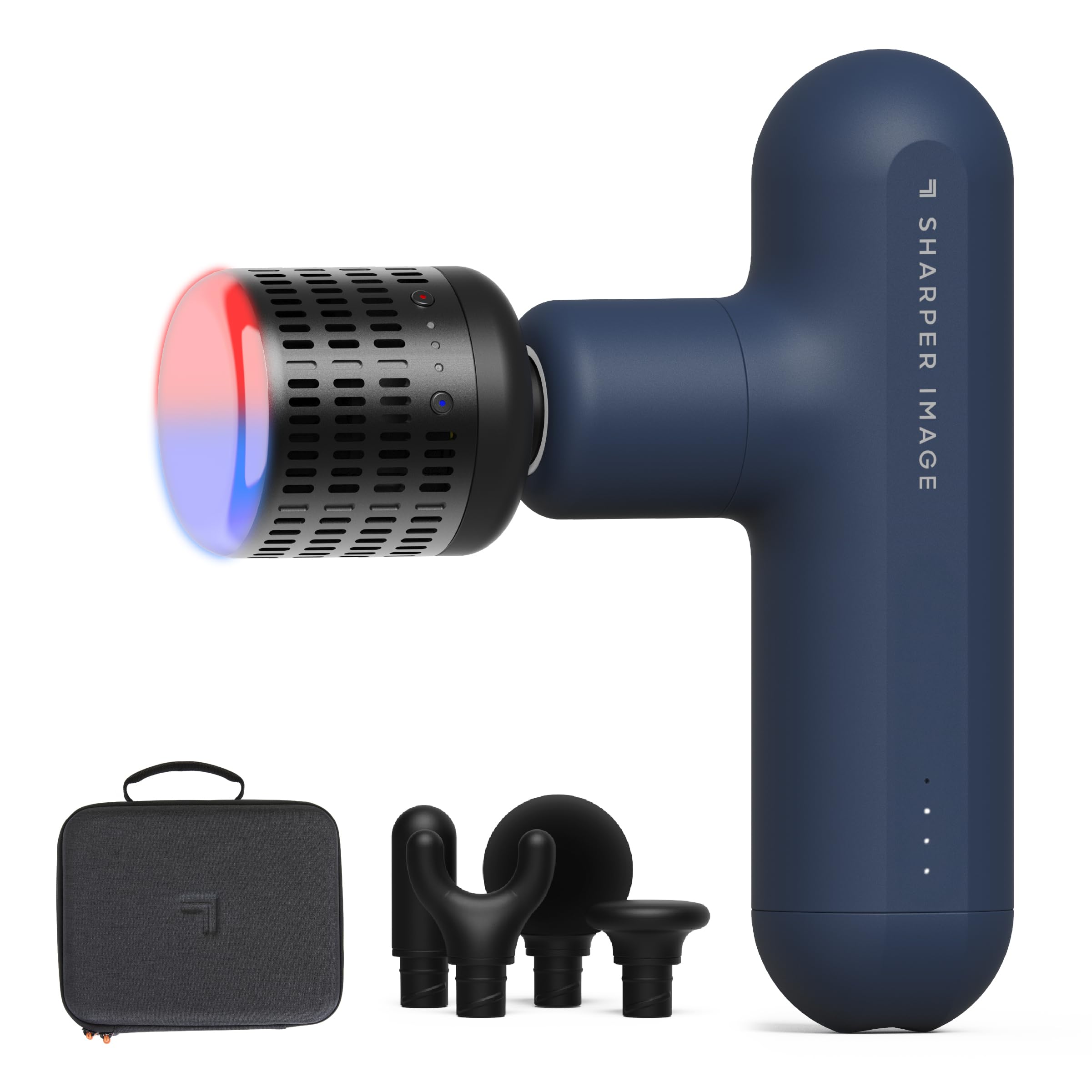 Sharper Image Powerboost Move Evo massage gun front view for deep tissue relief