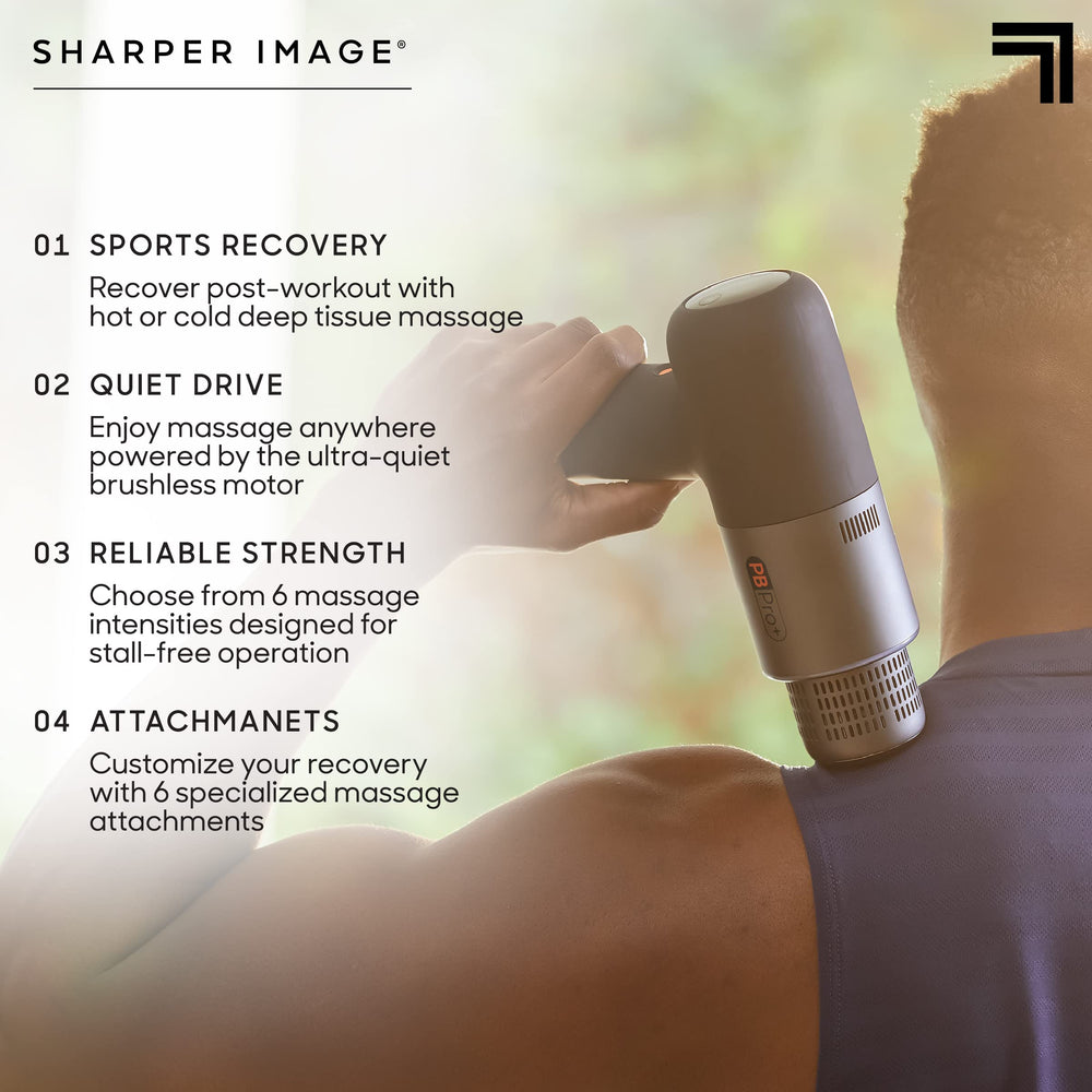 Sharper Image Powerboost Pro+ ergonomic grip emphasizes comfortable, precise massage control.