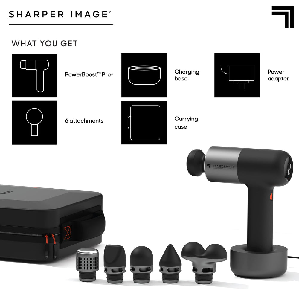 Sharper Image Powerboost Pro+ USB-C recharge shows long battery life for multiple sessions.
