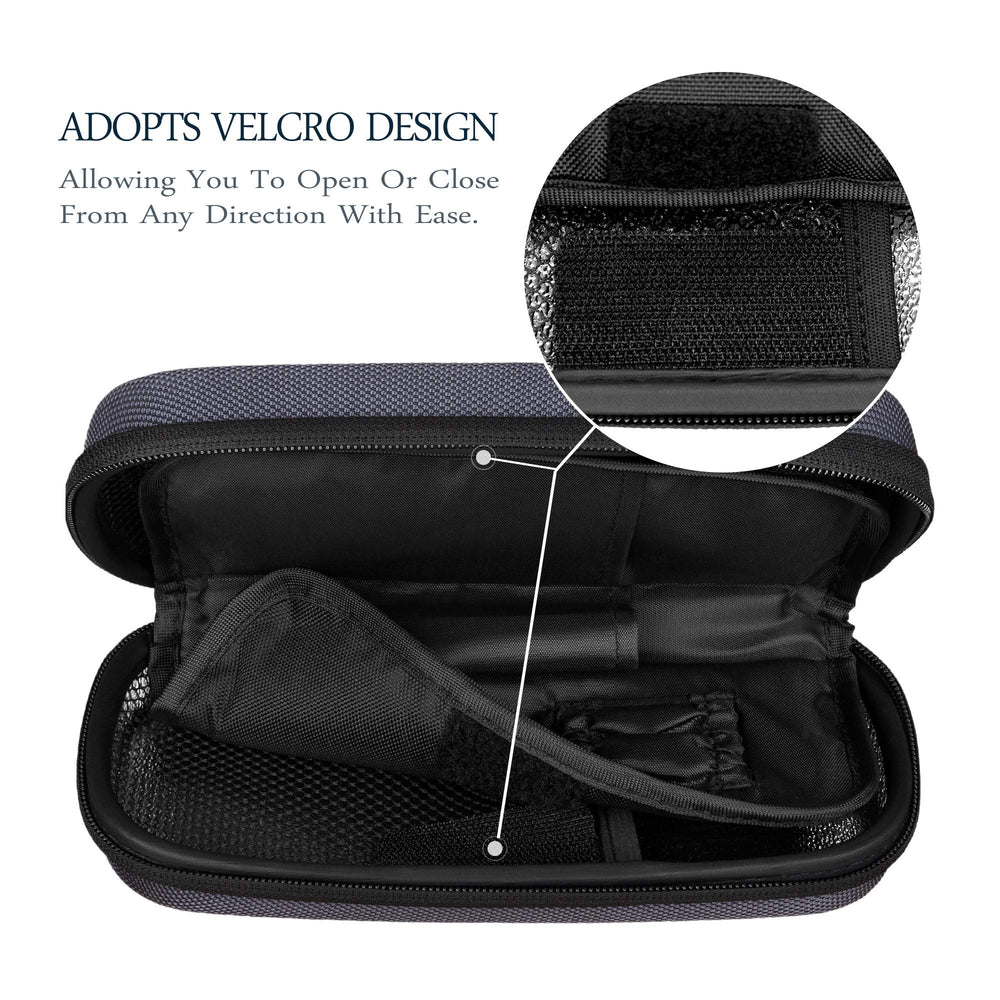 Open SHBC insulin case showing space for pens syringes and accessories.