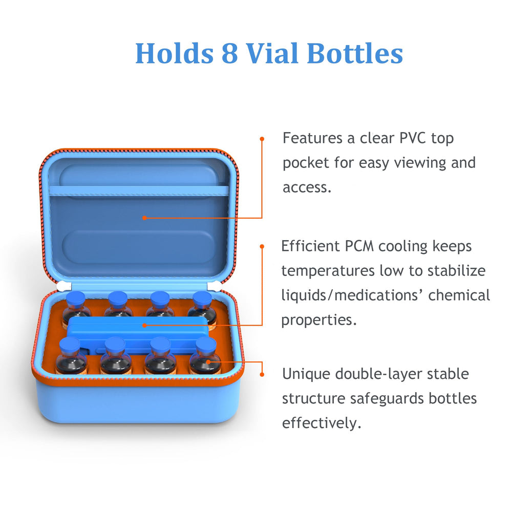 SHBC case stores up to 8 vials with secure organization