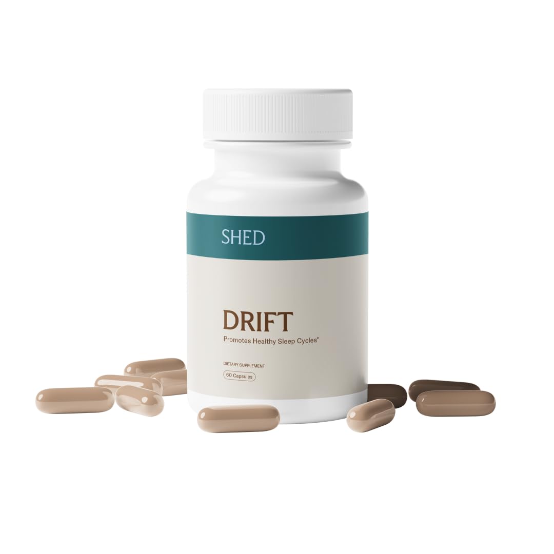 Shed Nutrition Drift bottle closeup showing compact packaging for nightly use