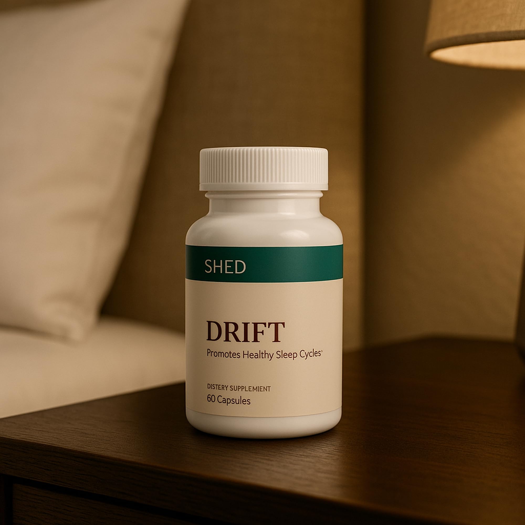 Shed Nutrition Drift nighttime routine scene promoting relaxation before sleep