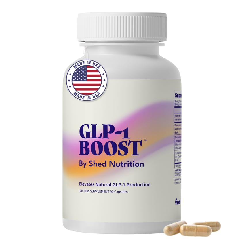 Shed Nutrition GLP-1 Boost bottle front with clean label for easy daily use.